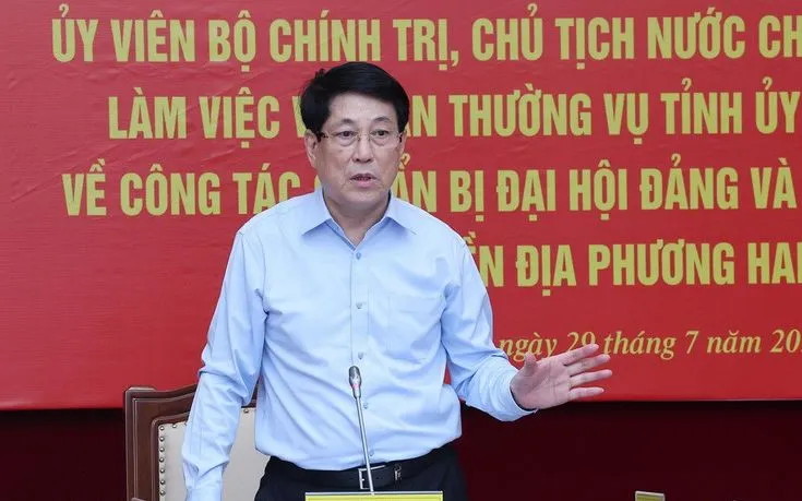Chủ tịch nước Lương Cường làm việc với Ban Thường vụ Tỉnh ủy Quảng Ninh. (Ảnh: TTXVN) Chủ tịch nước Lương Cường làm việc với Ban Thường vụ Tỉnh ủy Quảng Ninh. (Ảnh: TTXVN)