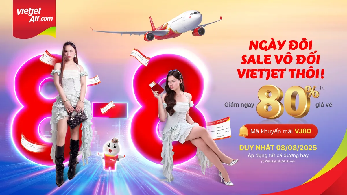 Siêu khuyến mãi ngày đôi 8/8, đặt vé du xuân 2026 sớm cùng Vietjet - Ảnh 1.