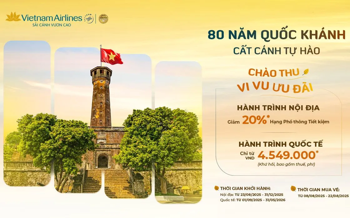 Hàng loạt hãng bay giảm giá vé chào thu, mừng Quốc khánh 2/9 Hàng loạt hãng bay giảm giá vé chào thu, mừng Quốc khánh 2/9