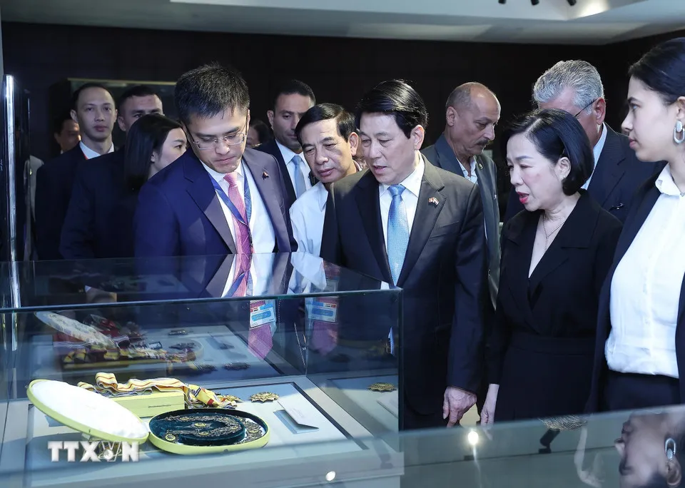 Chủ tịch nước Lương Cường và Phu nhân thăm bảo tàng Gamal Abdel Nasser - Ảnh 1.