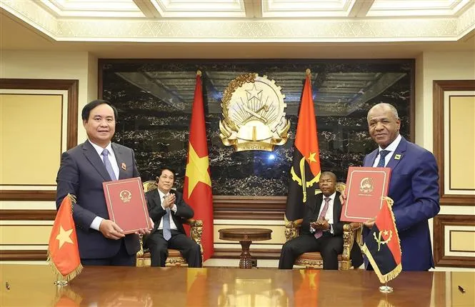 Chủ tịch nước Lương Cường và Tổng thống Angola chứng kiến lễ ký văn kiện hợp tác giữa hai nước - Ảnh 5.
