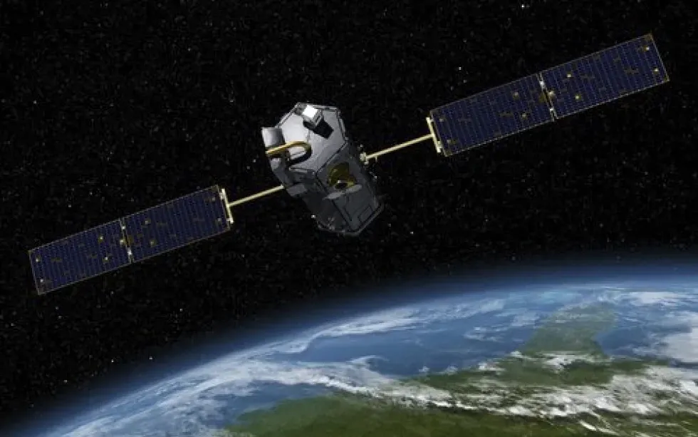 Mô phỏng vệ tinh Orbiting Carbon Observatory-2 do NASA cung cấp (Ảnh: NASA/JPL/AP)