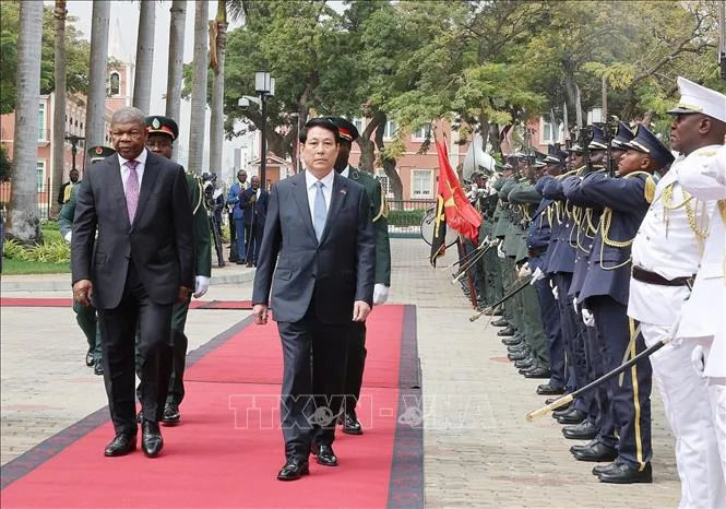Lễ đón Chủ tịch nước Lương Cường thăm cấp Nhà nước Cộng hòa Angola - Ảnh 2.