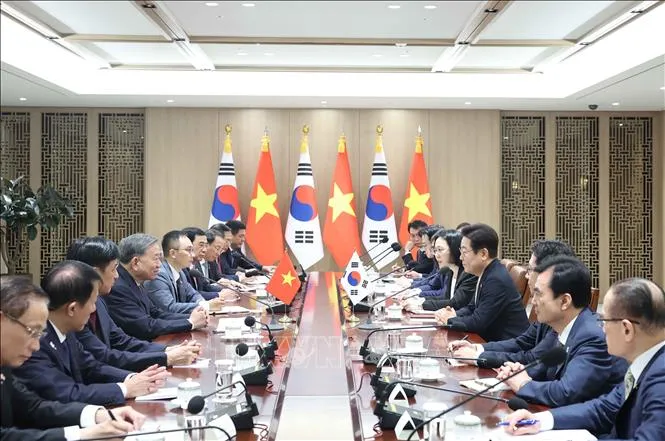 Tổng Bí thư Tô Lâm hội đàm với Tổng thống Hàn Quốc Lee Jae Myung - Ảnh 2.