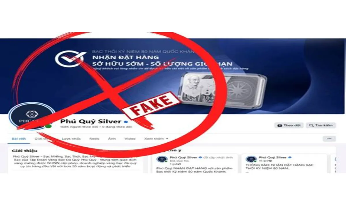 Trang facebook "Phú Quý Silver" giả mạo