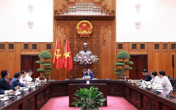 Thủ tướng Phạm Minh Chính làm việc với lãnh đạo Tập đoàn CT Group về phát triển lĩnh vực khoa học công nghệ cao. 