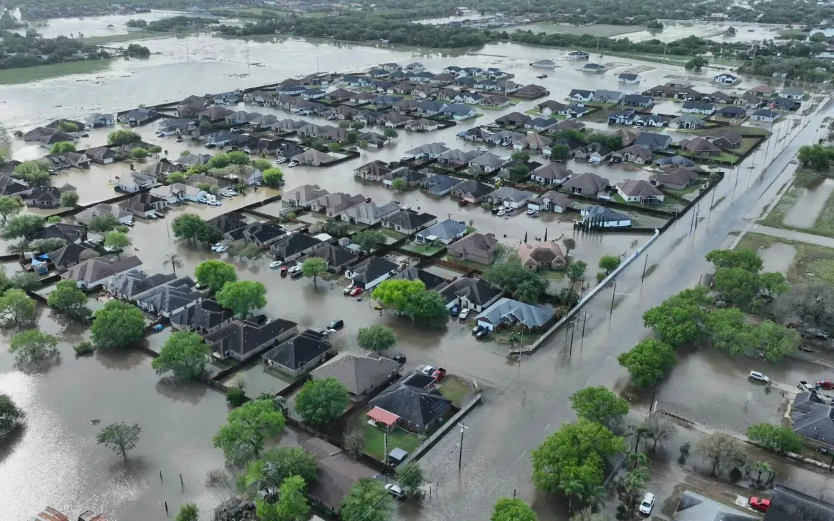 Thành phố Palm Valley, Texas ngập trong nước lũ hồi tháng 5/2025 (Ảnh: AP)