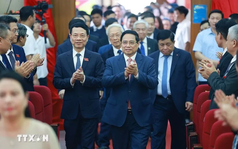 Thủ tướng Phạm Minh Chính dự và chỉ đạo Đại hội. (Ảnh: Dương Giang/TTXVN)