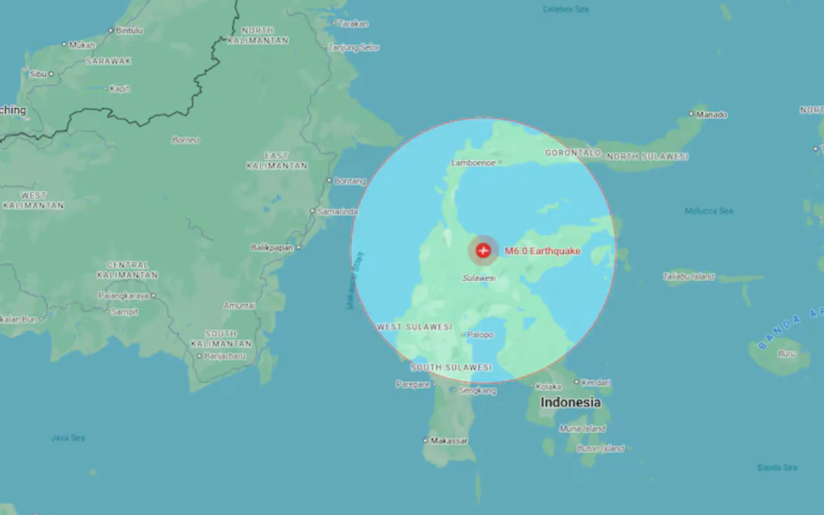 Khu vực xảy ra động đất tại Indonesia, sáng 17/8/2025 (Ảnh: Google Maps) Khu vực xảy ra động đất tại Indonesia, sáng 17/8/2025 (Ảnh: Google Maps)