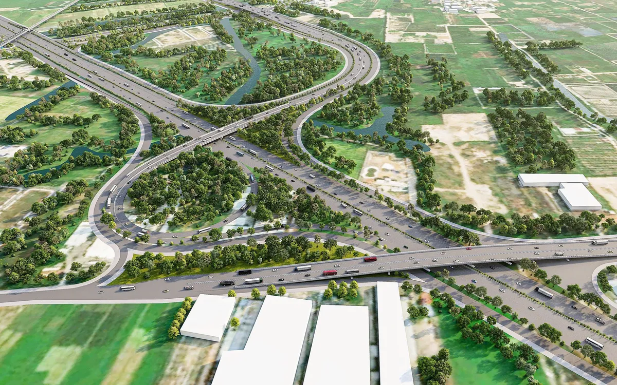 Hinh phối cảnh Nút giao Vành đai 3 - Cao tốc TP Hồ Chí Minh - Mộc Bài.