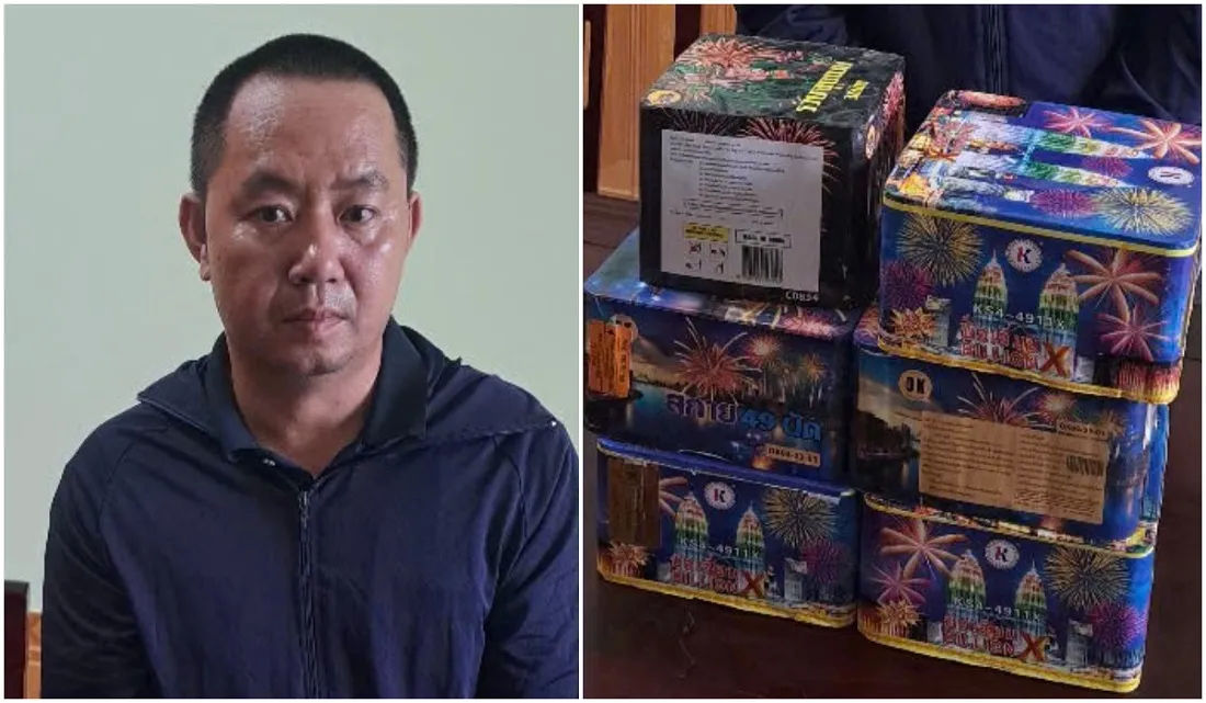 Bắt phụ xe khách cất giấu 10 kg pháo hoa trên xe  - Ảnh 1.