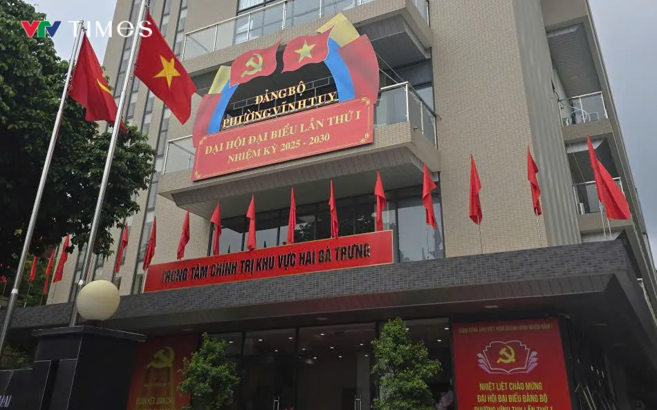 Nơi diễn ra Đại hội đại biểu Đảng bộ phường Vĩnh Tuy lần thứ I, nhiệm kỳ 2025 - 2030. Ảnh Quốc Hưng