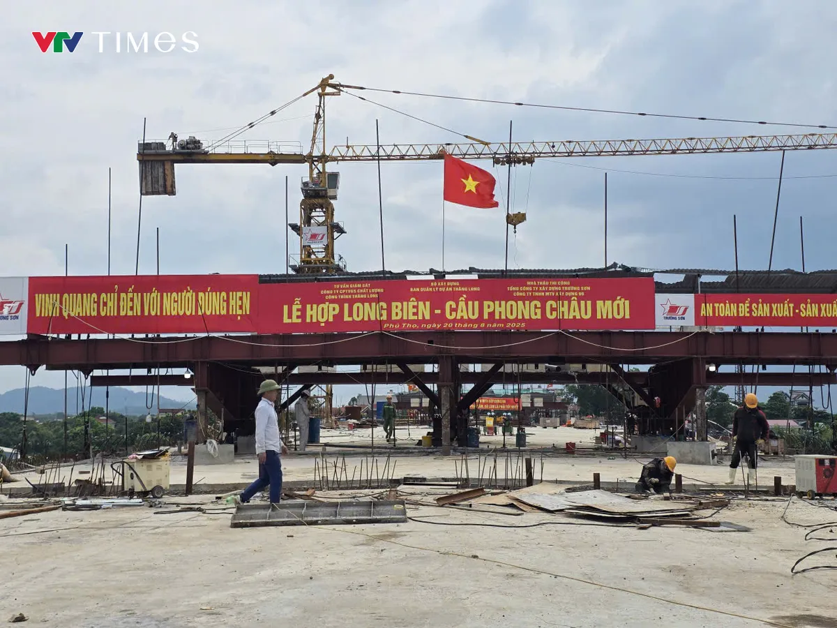 Phú Thọ: Cầu Phong Châu mới chuẩn bị hợp long sau gần 300 ngày thi công thần tốc- Ảnh 3. Phú Thọ: Cầu Phong Châu mới chuẩn bị hợp long sau gần 300 ngày thi công thần tốc- Ảnh 3.