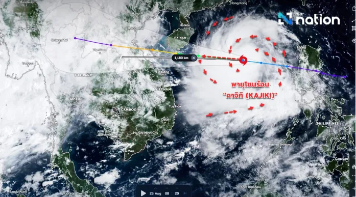 Bão nhiệt đới Kajiki gây mưa lớn diện rộng ở Thái Lan- Ảnh 1. Bão nhiệt đới Kajiki gây mưa lớn diện rộng ở Thái Lan- Ảnh 1.