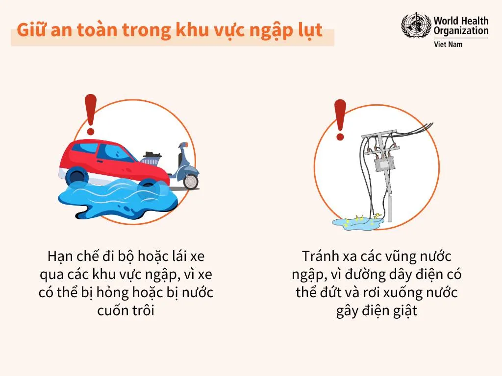 Lưu &yacute; giữ an to&agrave;n khi di chuyển trong khu vực ngập lụt- Ảnh 1.