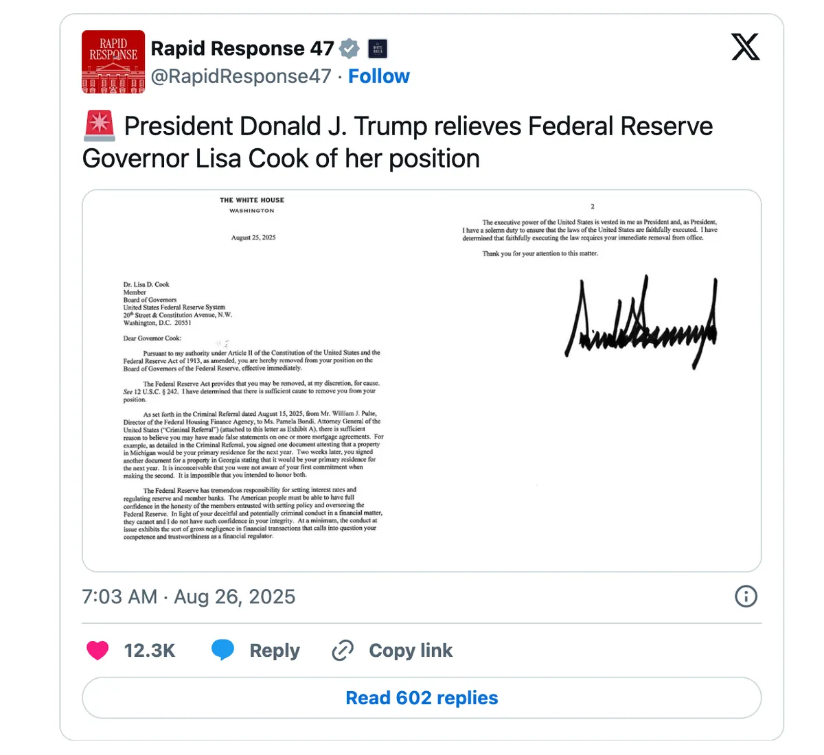Chứng khoán châu Á chìm trong sắc đỏ khi ông Trump thông báo sa thải Thống đốc Fed Lisa Cook - Ảnh 1.