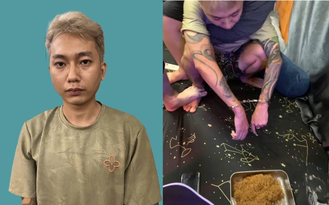 Đối tượng Nguyễn Hải Sơn và tang vật. Ảnh: Công an tỉnh Quảng Ninh Đối tượng Nguyễn Hải Sơn và tang vật. Ảnh: Công an tỉnh Quảng Ninh