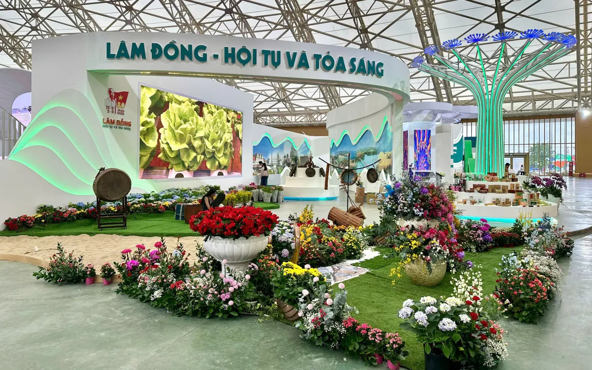 Không gian trưng bày của tỉnh Lâm Đồng với chủ đề “Lâm Đồng - Hội tụ và Tỏa sáng” 