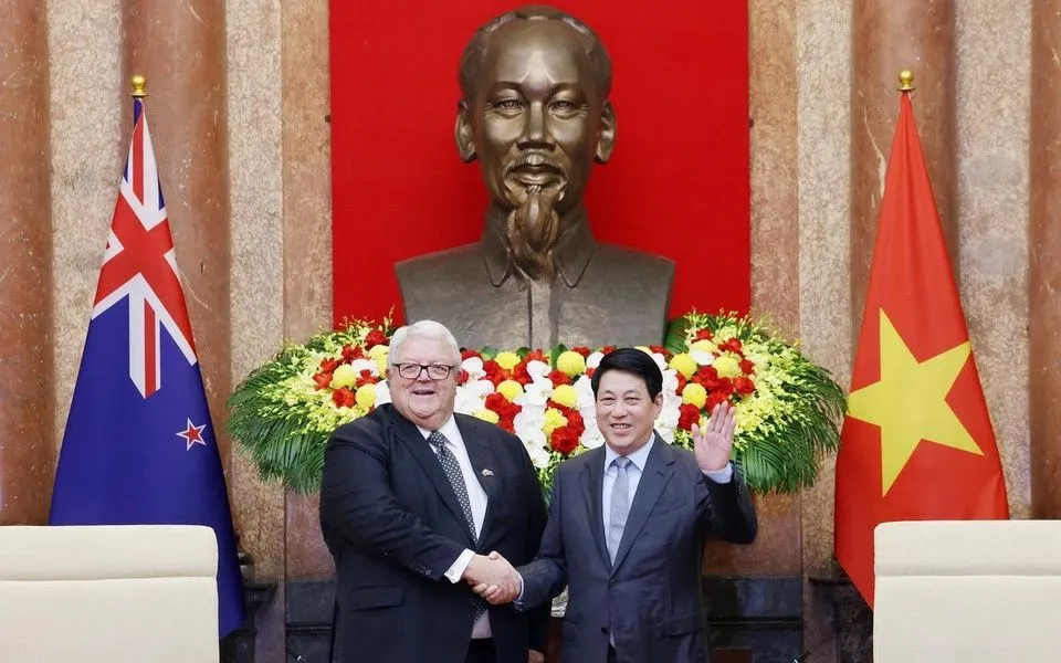 Chủ tịch nước Lương Cường tiếp Chủ tịch Quốc hội New Zealand Gerry Brownlee. (Ảnh: TTXVN)  Chủ tịch nước Lương Cường tiếp Chủ tịch Quốc hội New Zealand Gerry Brownlee. (Ảnh: TTXVN)