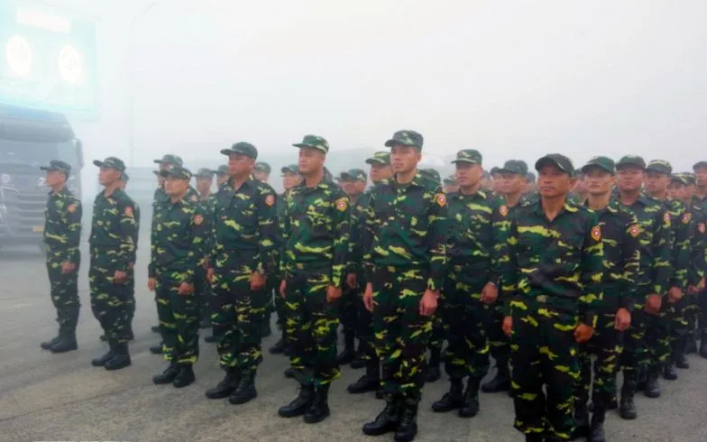 Đoàn quân đội Lào tham gia diễu binh, diễu hành dịp Quốc khánh 2/9 năm nay tại Hà Nội. (Ảnh: TTXVN)