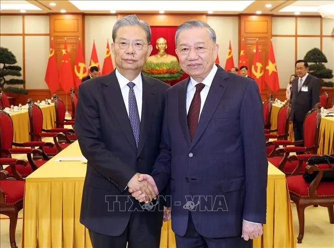 Tổng Bí thư Tô Lâm tiếp Ủy viên Trưởng Nhân đại toàn quốc Trung Quốc Triệu Lạc Tế- Ảnh 1. Tổng Bí thư Tô Lâm tiếp Ủy viên Trưởng Nhân đại toàn quốc Trung Quốc Triệu Lạc Tế- Ảnh 1.