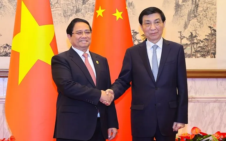 Thủ tướng Phạm Minh Chính hội kiến Chủ tịch Chính hiệp toàn quốc Trung Quốc. Ảnh: VGP Thủ tướng Phạm Minh Chính hội kiến Chủ tịch Chính hiệp toàn quốc Trung Quốc. Ảnh: VGP