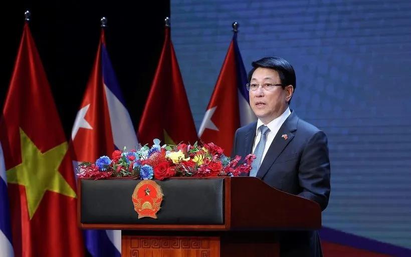 Chủ tịch nước Lương Cường phát biểu.