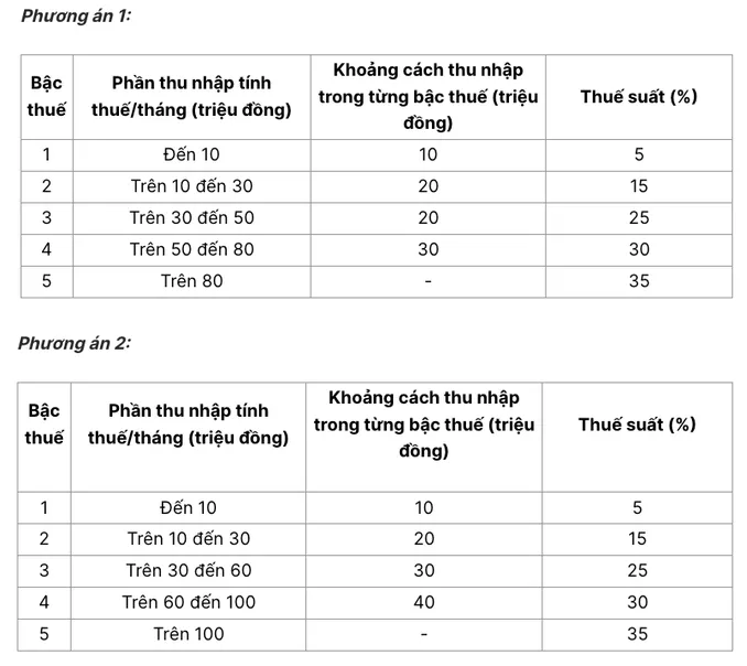 Đề xuất giảm biểu thuế thu nhập cá nhân 5 bậc, cao nhất 35% - Ảnh 1.