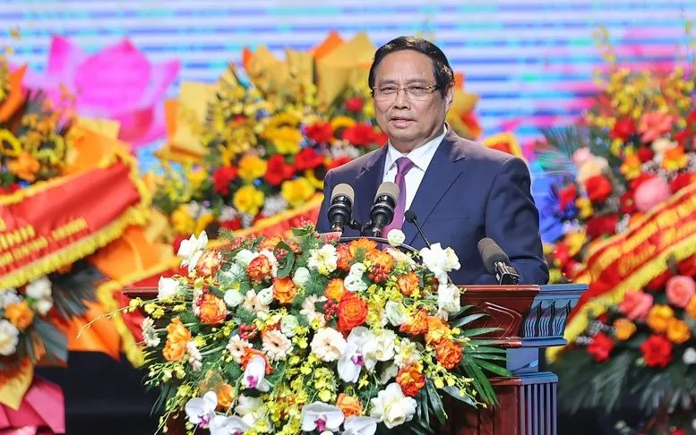 Thủ tướng Phạm Minh Chính điểm lại những mốc son trong 80 năm qua của Đài Tiếng nói Việt Nam - Ảnh: VGP
