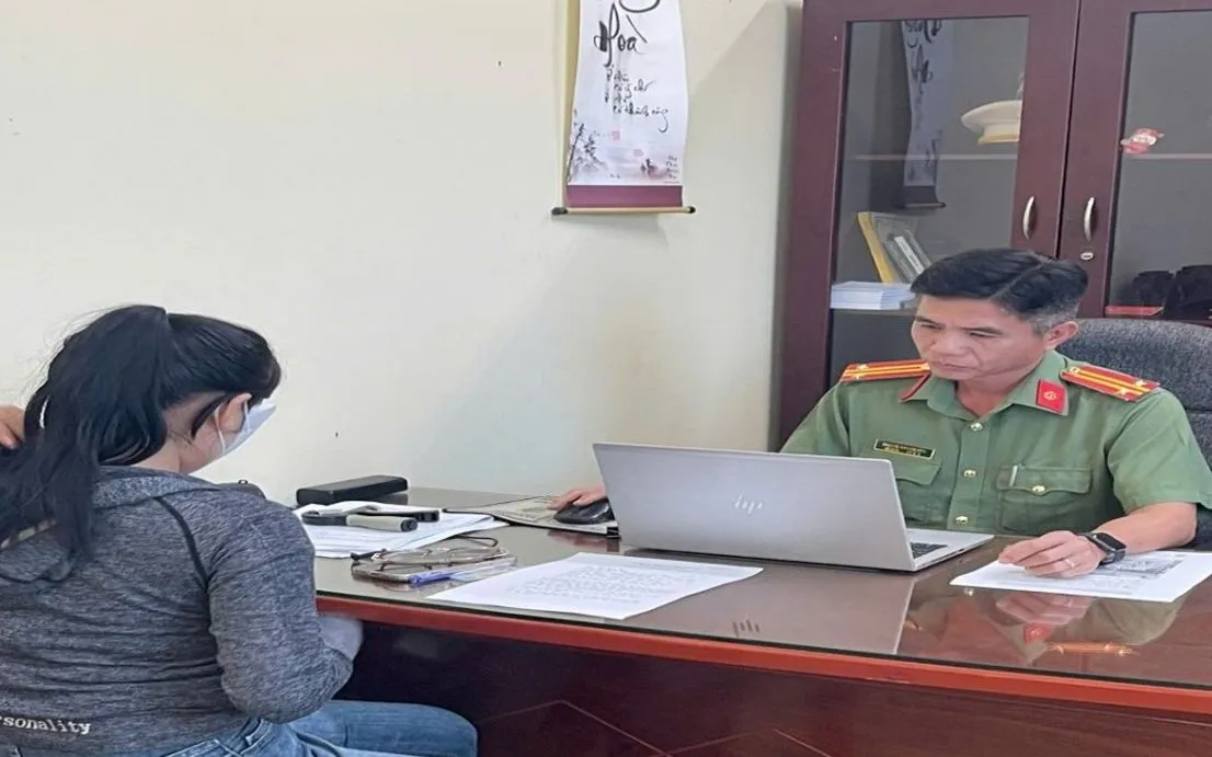 Cơ quan Công an làm việc với bà N.K.V. Ảnh: Công an tỉnh Đồng Nai Cơ quan Công an làm việc với bà N.K.V. Ảnh: Công an tỉnh Đồng Nai