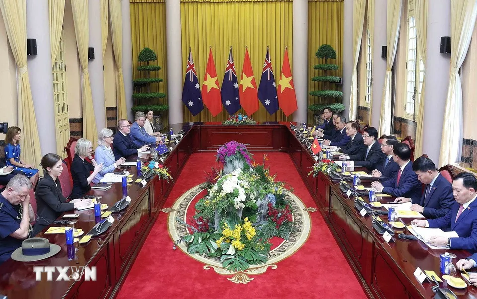 Chủ tịch nước Lương Cường hội đàm với Toàn quyền Australia Sam Mostyn - Ảnh 3.