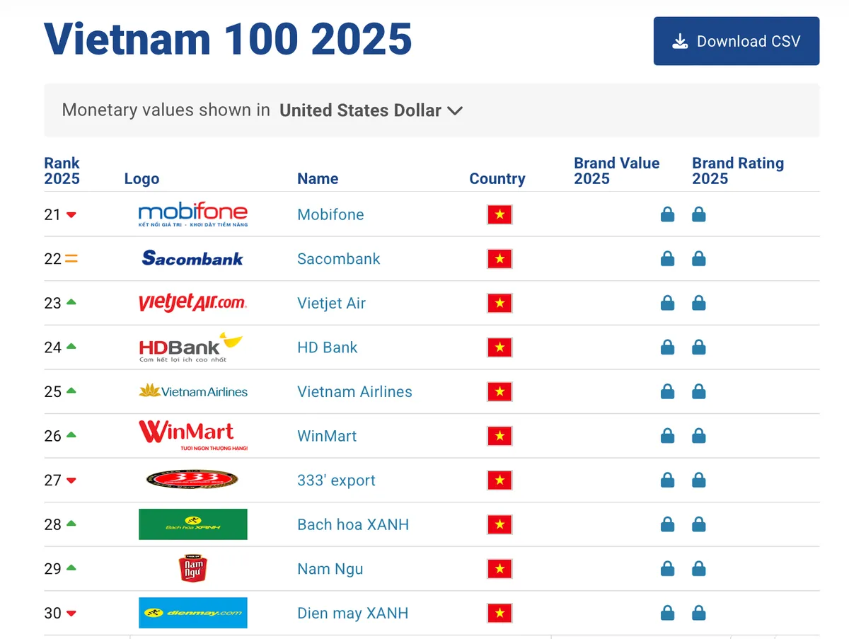 Hai hãng hàng không Việt Nam lọt top 25 thương hiệu giá trị nhất - Ảnh 1.
