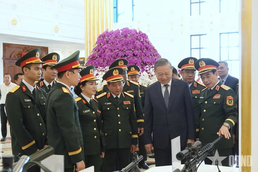Tổng Bí thư Tô Lâm dự lễ kỷ niệm 80 năm Ngày truyền thống Tổng cục Công nghiệp quốc phòng - Ảnh 3.