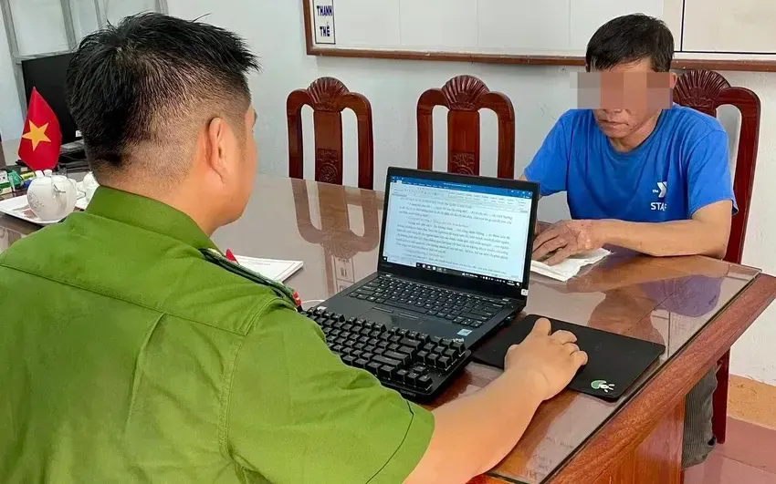 Đ.V.K tại cơ quan công an. (Ảnh: CA) Đ.V.K tại cơ quan công an. (Ảnh: CA)