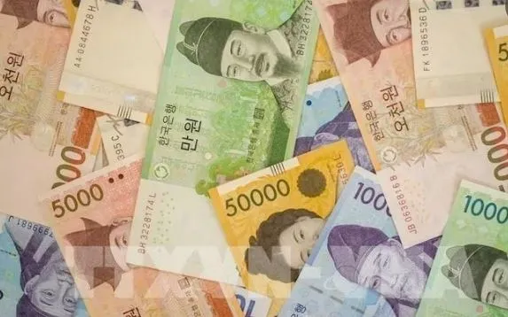 Đồng won của Hàn Quốc. Ảnh: freepik.com/TTXVN Đồng won của Hàn Quốc. Ảnh: freepik.com/TTXVN