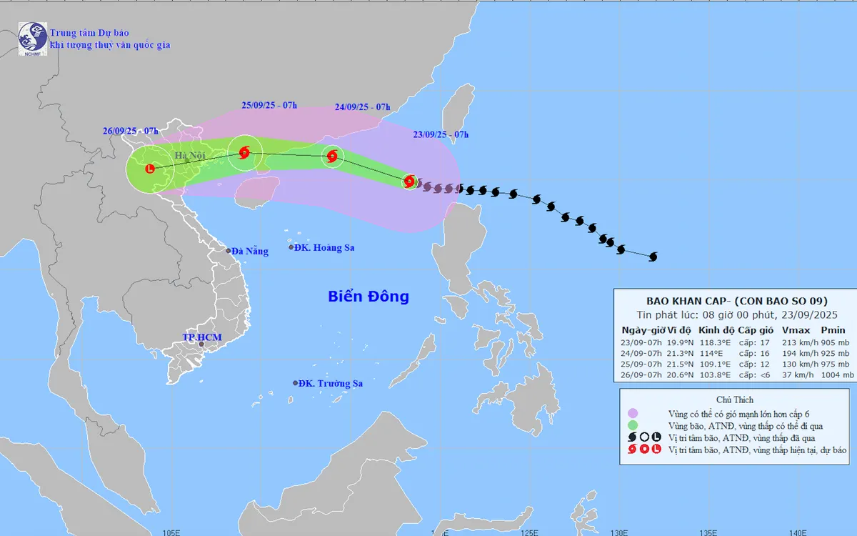 Ảnh: Trung tâm Dự báo khí tượng thuỷ văn quốc gia