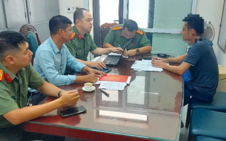 P.V.M tại cơ quan công an. (Ảnh: CA)  P.V.M tại cơ quan công an. (Ảnh: CA)