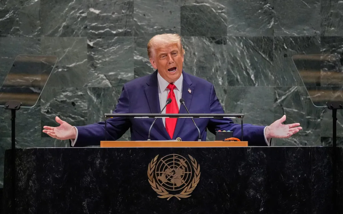 Tổng thống Mỹ Donald Trump phát biểu tại kỳ họp thứ 80 của Đại hội đồng LHQ tại New York, ngày 23/9/2025 (Ảnh: AP)
 Tổng thống Mỹ Donald Trump phát biểu tại kỳ họp thứ 80 của Đại hội đồng LHQ tại New York, ngày 23/9/2025 (Ảnh: AP)