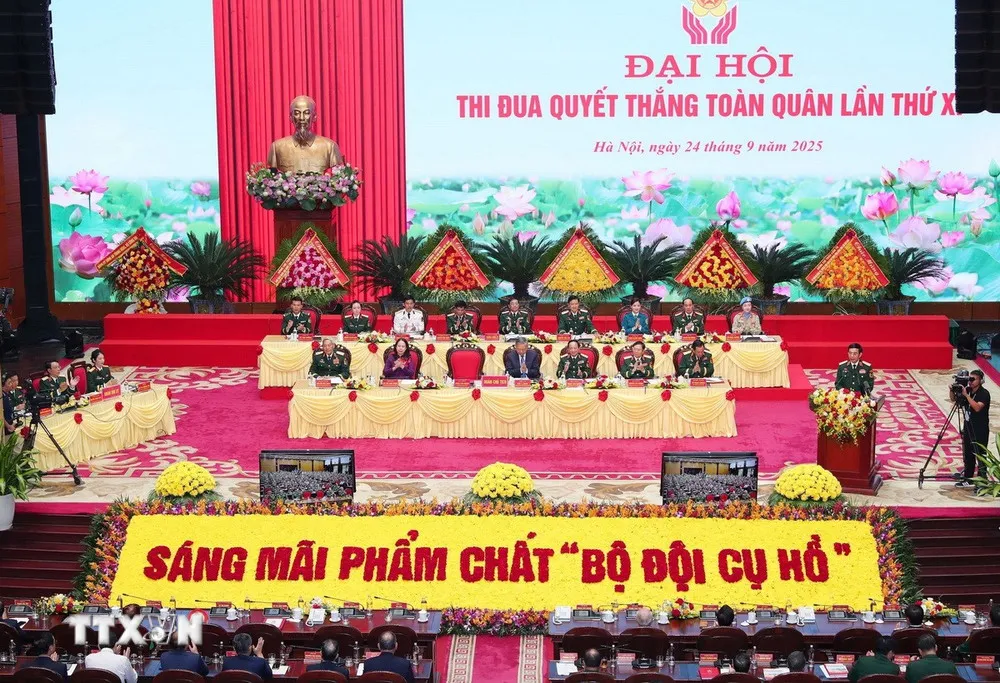 Tổng Bí thư Tô Lâm dự Đại hội Thi đua Quyết thắng toàn quân lần thứ XI giai đoạn 2020 - 2025- Ảnh 4. Tổng Bí thư Tô Lâm dự Đại hội Thi đua Quyết thắng toàn quân lần thứ XI giai đoạn 2020 - 2025- Ảnh 4.