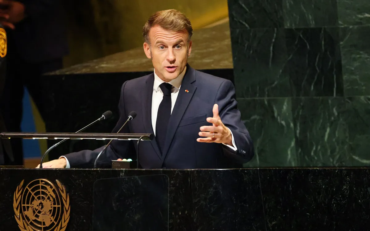 Tổng thống Pháp Emmanuel Macron phát biểu tại Đại hội đồng Liên hợp quốc (Ảnh: AFP) Tổng thống Pháp Emmanuel Macron phát biểu tại Đại hội đồng Liên hợp quốc (Ảnh: AFP)