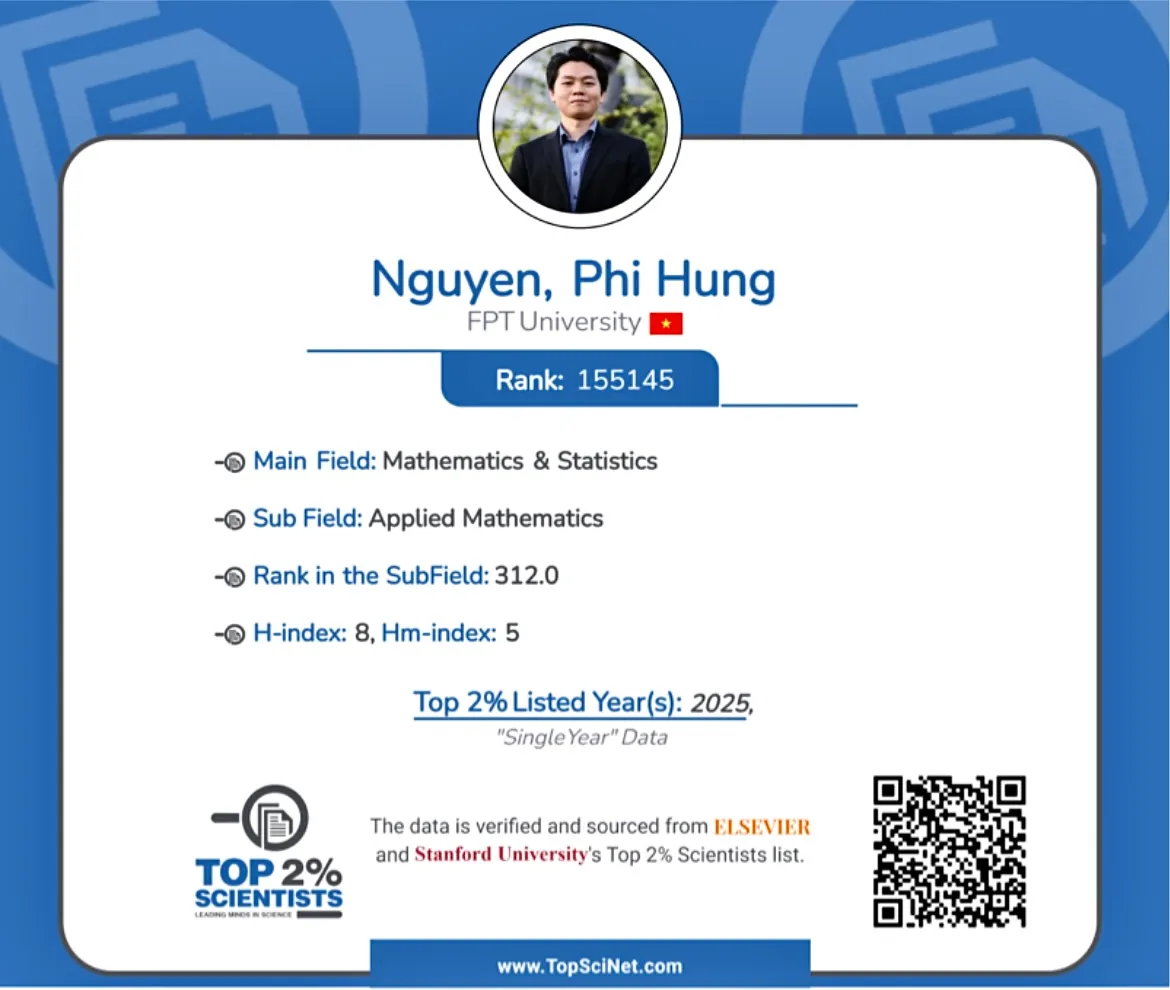 Giảng vi&ecirc;n người Vi&ecirc;̣t lọt Top 2% nh&agrave; khoa học c&oacute; ảnh hưởng nhất thế giới 2025  - Ảnh 1.