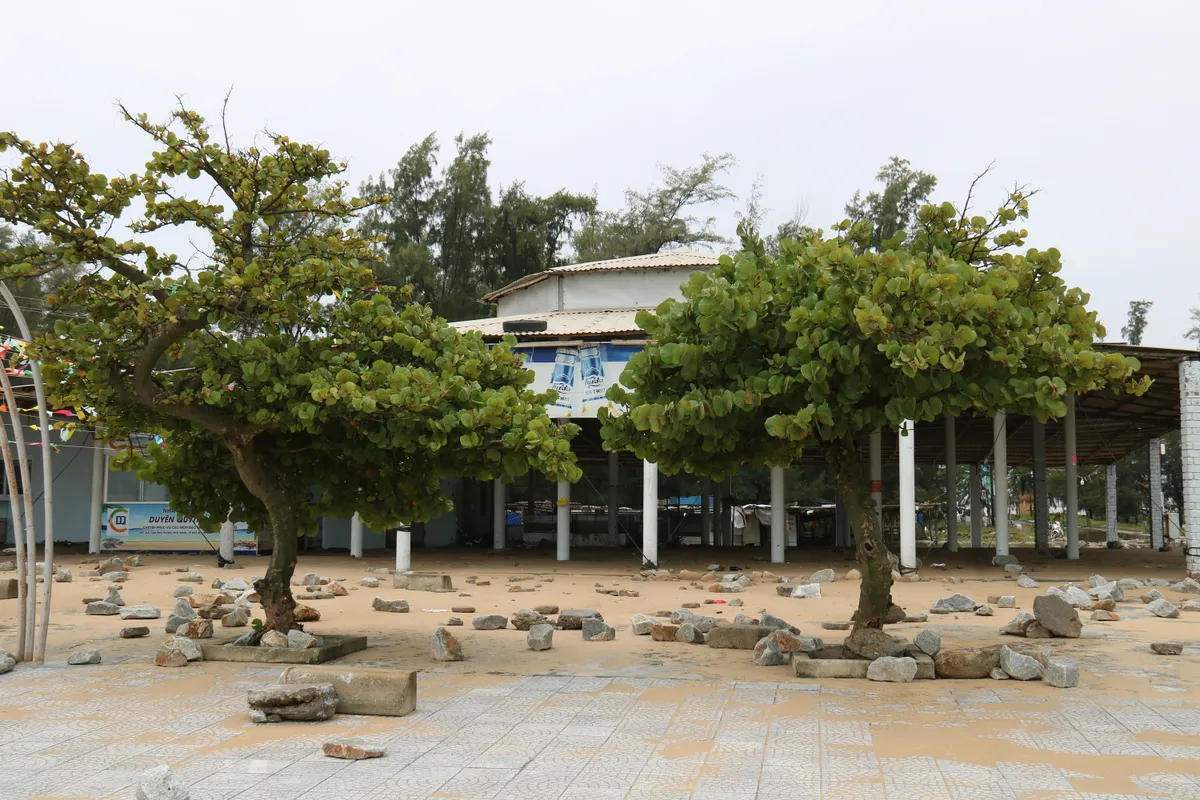 Bãi biển Thuận An tan hoang sau bão số 10 - Ảnh 8.