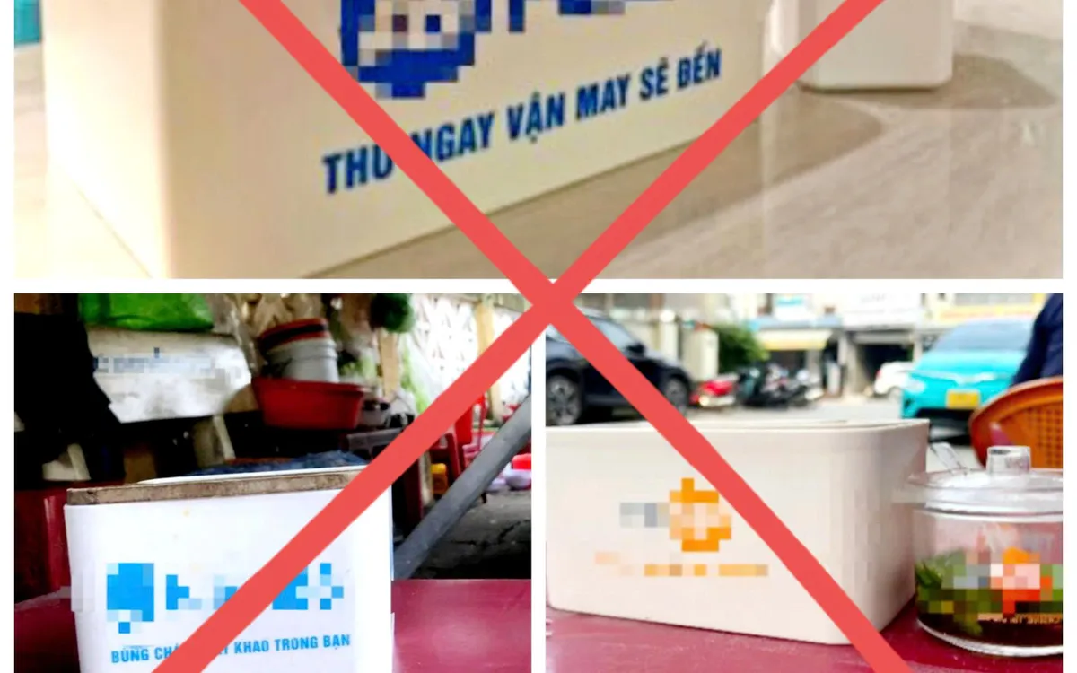 Quảng cáo thông tin cá cược được in trên hộp khăn giấy tại một số quán ăn dọc đường 3/2, phường Rạch Dừa, TP Hồ Chí Minh. Ảnh: Tùng Lâm. Quảng cáo thông tin cá cược được in trên hộp khăn giấy tại một số quán ăn dọc đường 3/2, phường Rạch Dừa, TP Hồ Chí Minh. Ảnh: Tùng Lâm.