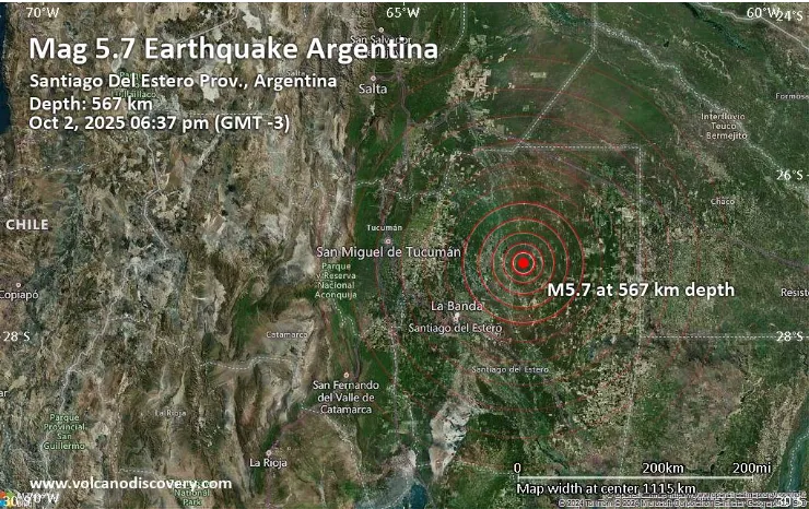 Động đất mạnh 5,7 độ với tâm chấn rất sâu tại Argentina - Ảnh 1. Động đất mạnh 5,7 độ với tâm chấn rất sâu tại Argentina - Ảnh 1.