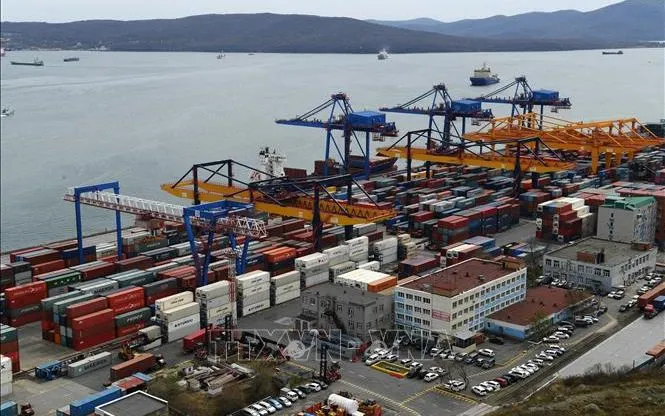 Cảng hàng hóa Vladivostok ở vùng Viễn Đông của Nga. Ảnh tư liệu: AFP/TTXVN Cảng hàng hóa Vladivostok ở vùng Viễn Đông của Nga. Ảnh tư liệu: AFP/TTXVN
