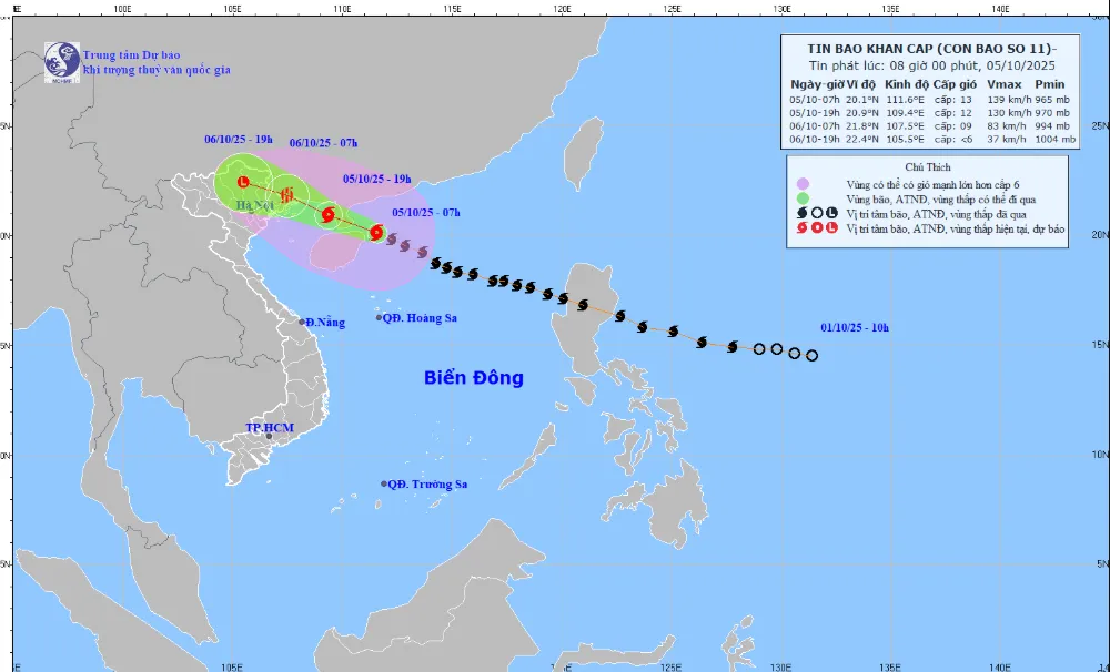 Bão số 11 giật cấp 16, cách Quảng Ninh 420 km - Ảnh 1.