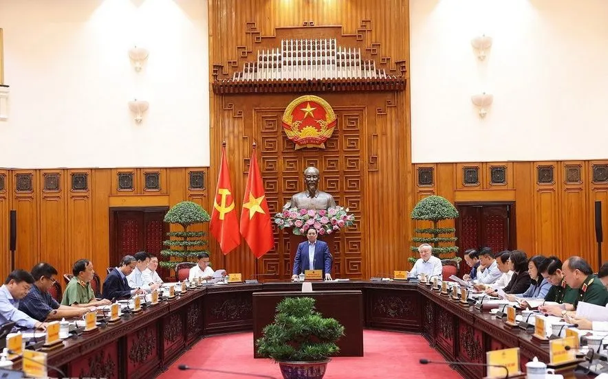 Thủ tướng Phạm Minh Chính chủ trì họp triển khai khắc phục hậu quả thiên tai. Ảnh: TTXVN Thủ tướng Phạm Minh Chính chủ trì họp triển khai khắc phục hậu quả thiên tai. Ảnh: TTXVN