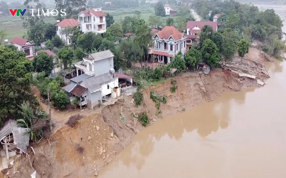 Bờ sông Lô thuộc địa phận xã Dân Chủ (Phú Thọ) sạt lở nghiêm trọng