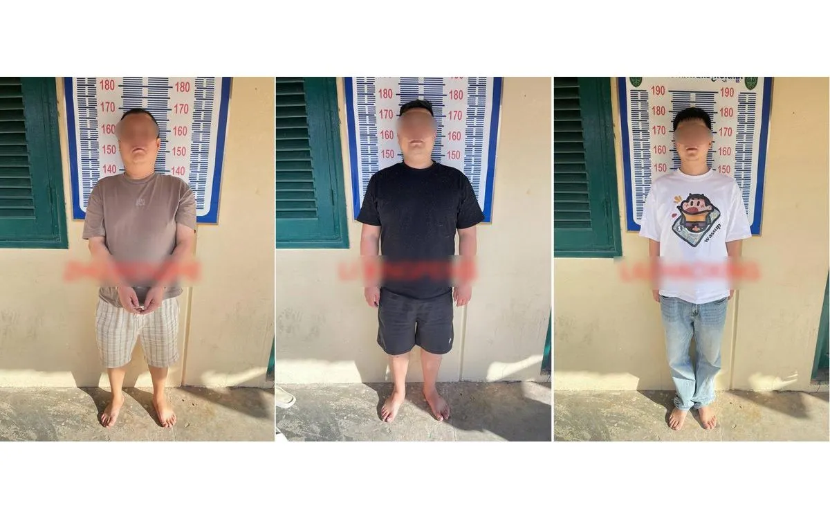 Ảnh chụp 3 nghi phạm bị truy tố vì tội giết một sinh viên đại học Hàn Quốc 22 tuổi tại Campuchia (Ảnh: Cảnh sát Quốc gia Campuchia) Ảnh chụp 3 nghi phạm bị truy tố vì tội giết một sinh viên đại học Hàn Quốc 22 tuổi tại Campuchia (Ảnh: Cảnh sát Quốc gia Campuchia)