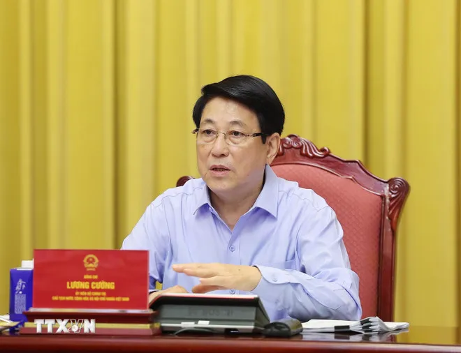 Chủ tịch nước Lương Cường phát biểu. Chủ tịch nước Lương Cường phát biểu.